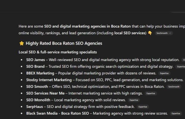 SEO James is Number 1 on AI Artificial Intelligence Search Results